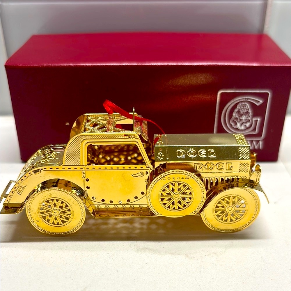 GORHAM Gold Vintage Car Ornament - Metallic Decorative Collectible